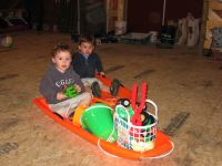 Sledding in Barn